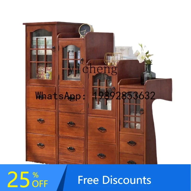 Crack Storage Cabinet Solid Wood Drawer Type Kitchen Bathroom Shelf Narrow Cabinet Clearance Bucket Cabinet