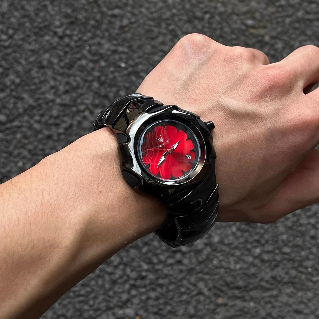 Creative Irregular Men Quartz Watch Date Luminous Waterproof Steel Band Wristwatch Free Adjuster Ideal Festival Gift for Men