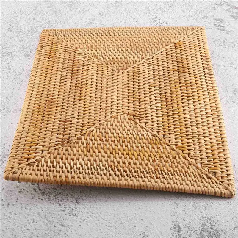 ABJI-2 Pcs Table Mats Non Slip Rattan Placemats Dining Table Heat Resistant Woven Place Mats Insulation Heat Resistant Mats
