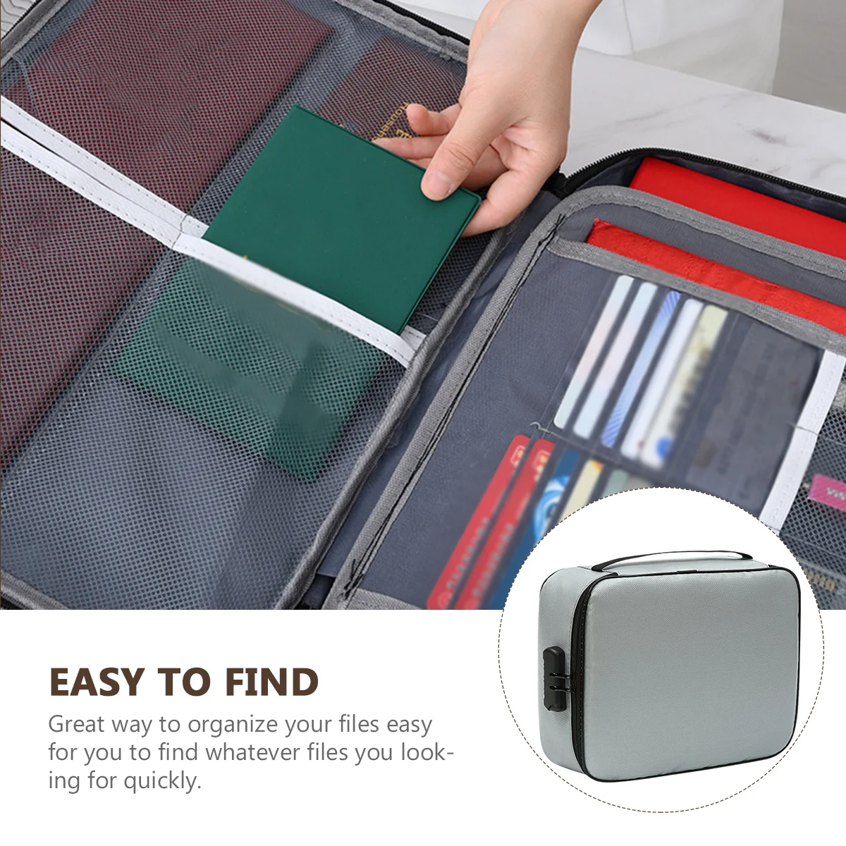 3-Layer حقيبة مستندات المحمولة ملف حقيبة للتخزين السفر المنظم حقيبة للملفات شهادات U القرص جواز السفر مجلد إدراج #3