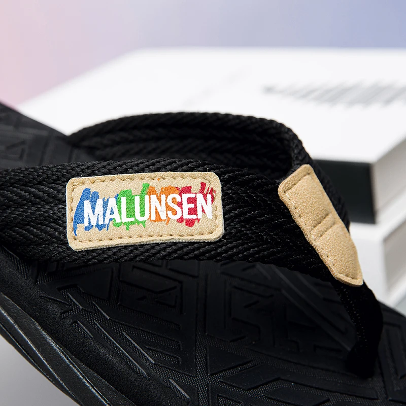 MALUNSEN men's summer anti-slip wear-resistant sole + comfortable polished shoe last black / Khaki multi-color trendy style outs