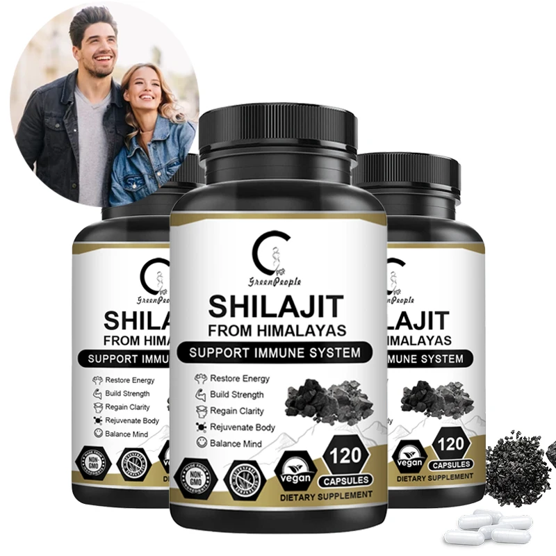 Ginseng Shilajit Capsules Shilajits Original 85+Trace Minerals Fulvic Humic Acids Brain, Focus, Memory and Immune Health ﻿