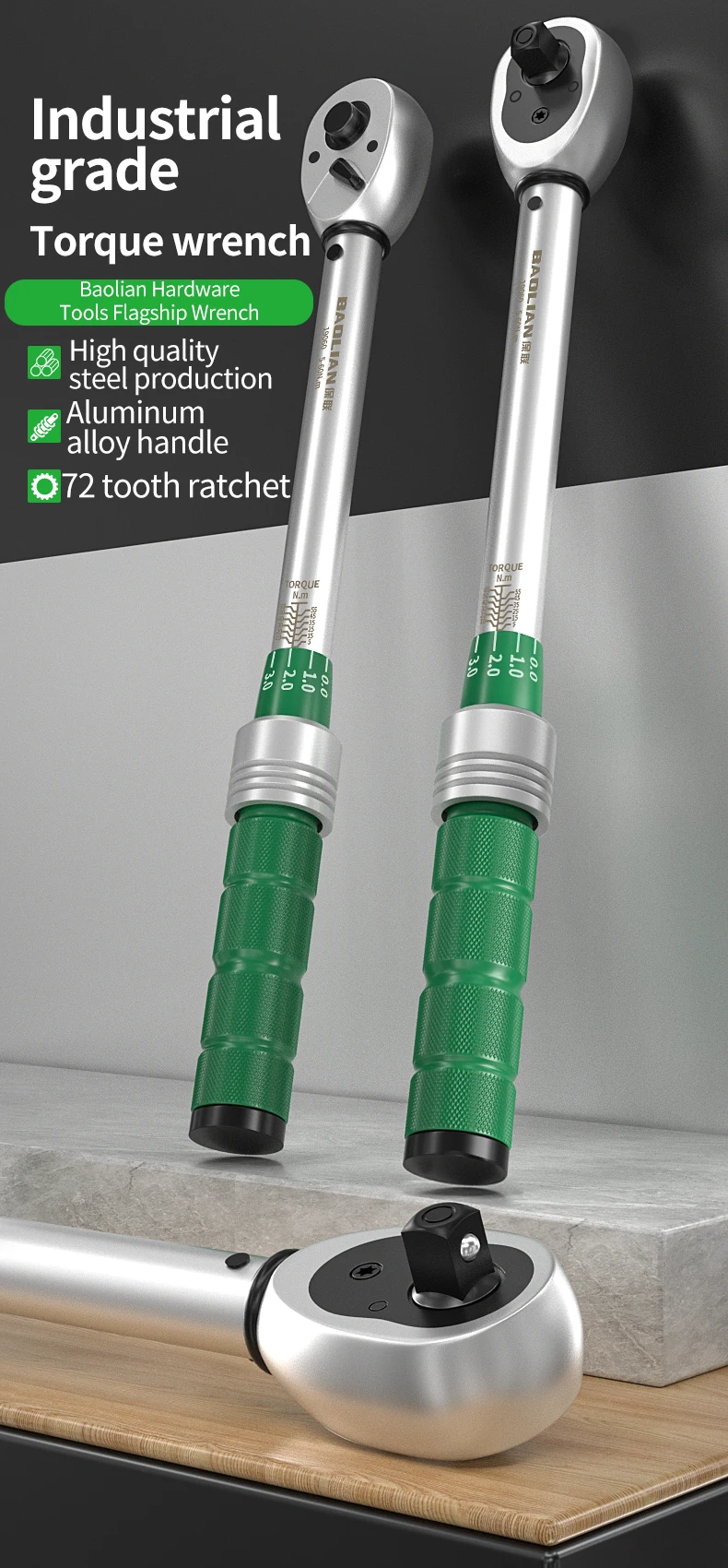 2,5-30 Nm 10-120 Nm 50-350 Nm Drehmomentschlüssel 1/4 3/8 1/2 Zoll Vierkantkopf Drehmomentschlüssel ±3% Hohe Genauigkeit Professioneller Drehmomentschlüssel – Detail 2