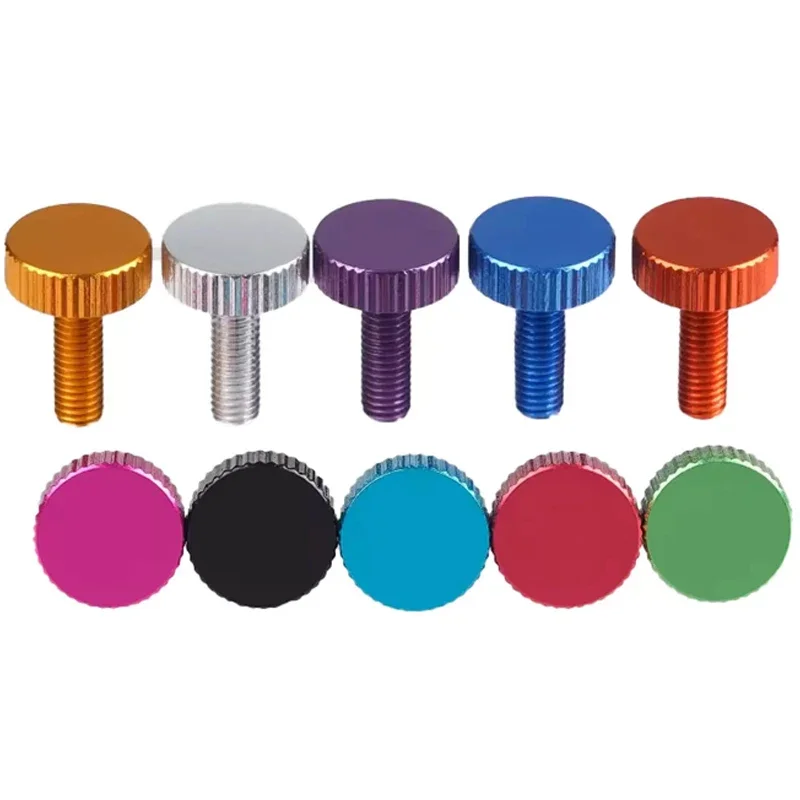 5Pcs Colorful Thumbscrews M2 M2.5 M4 M5 M6 Thread Length 4-25mm Flat Knurled Thumb Screws Aluminum Alloyl Hand Grip Knob Bolts