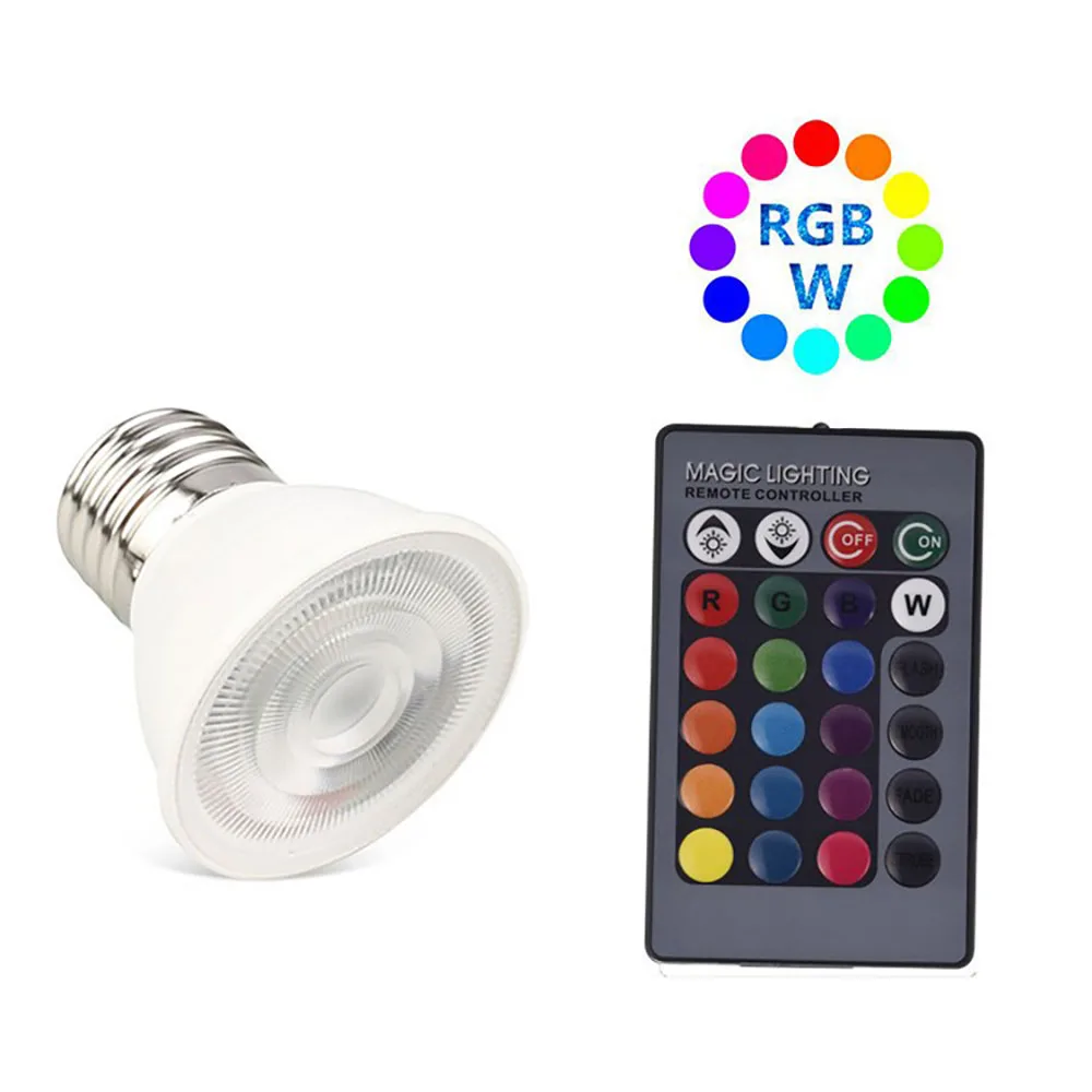 RGB LED Bulb E27 Light 220V Colorful Light Bulbs RGB Spotlight LED Magic Bulb16 Color 5W 230V Atmosphere Lamp Decoration Lamps