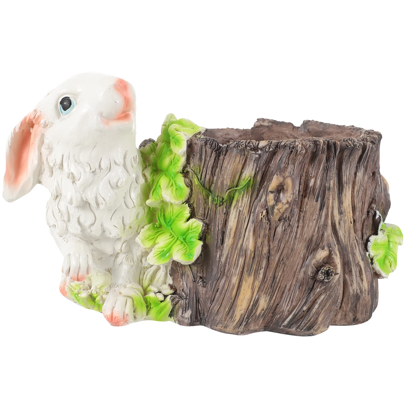 

Rabbit Resin Ornament Animal Shape Cartoon Flowerpot Bunny Planter Rabbits Stump Succulent
