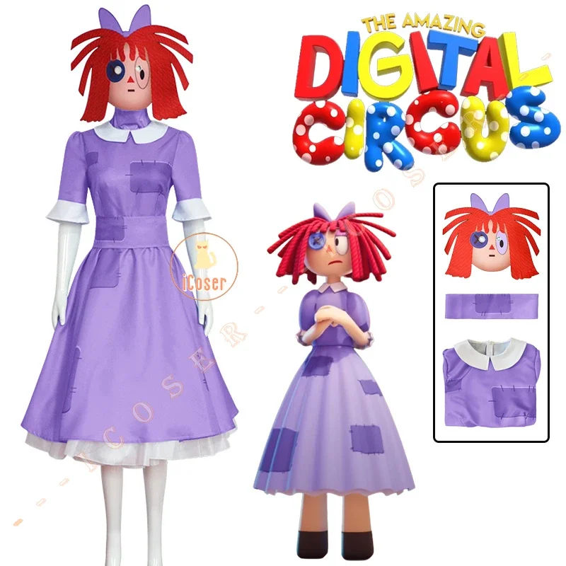 IN STOCK The Amazing Digital Circus Ragatha Cosplay Costume Cartoon Uniform Jumpsuit Pomni Halloween Party for Kids Adult Cos