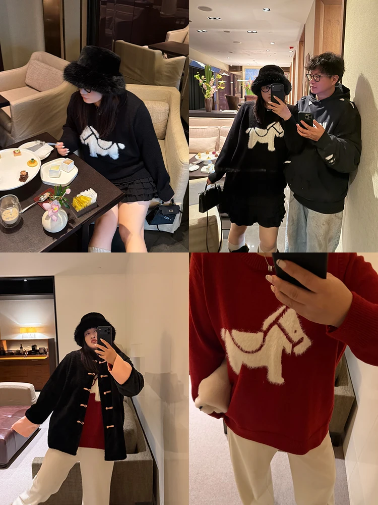 

Вязаный свитер Lazin Sle большого размера для женщин, модный, новогодний, тонкий, крупной вязки, фасон «карандаш», Little Xin