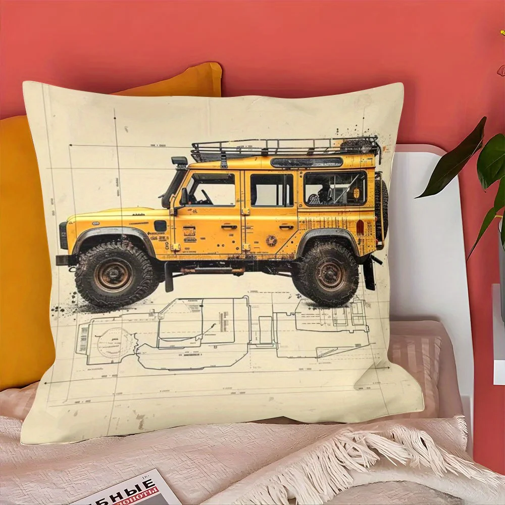Double Sided Off-Road Vehicle Design Decorative Throw Pillow Case Modern Car Art Cushion Cover for Sofa Couch Home Decor