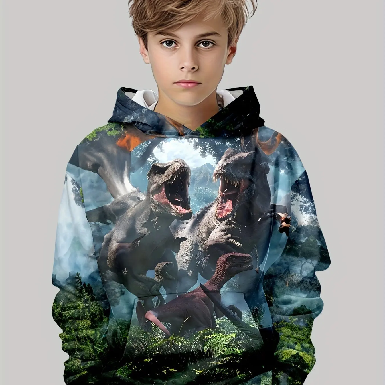 Kids Clothes Boys Hoodies Long Sleeve 3D Dinosaurs Print Children Spring Fall Clothes Casual Stylish Outdoor Boy Clothes Tops