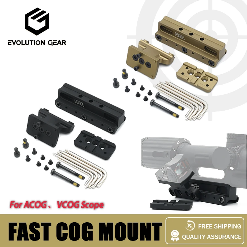 

Tactical Fast COG Mount with Adapter Plate Set for TA31 TA11 ACOG VCOG Rifle Scope with 12/RMR Footprint Red Dot Sight