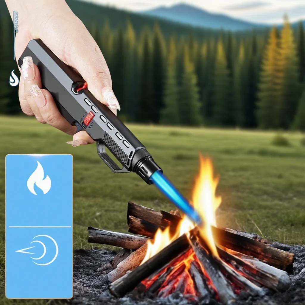 PISTOLA DE PULVERIZACIÓN delgada estilo bolígrafo invertido llama azul Gas encendedor a prueba de viento turbina de chorro recto antorcha cocina encendedor portátil