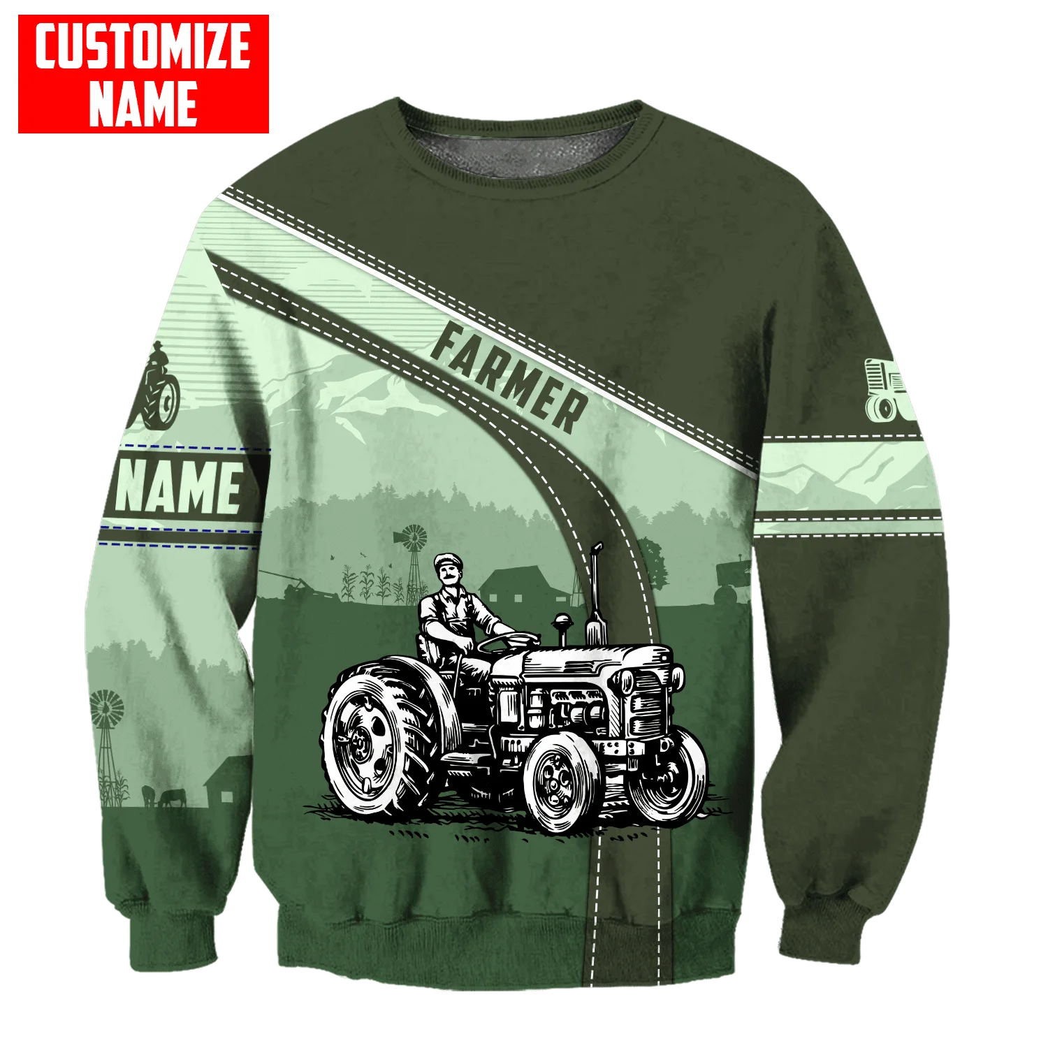 Farmer tractor working in fields 3D All Over Printed Mens Hoodies & Sweatshirt Unisex Casual zip hoodies sudadera hombre MT-35