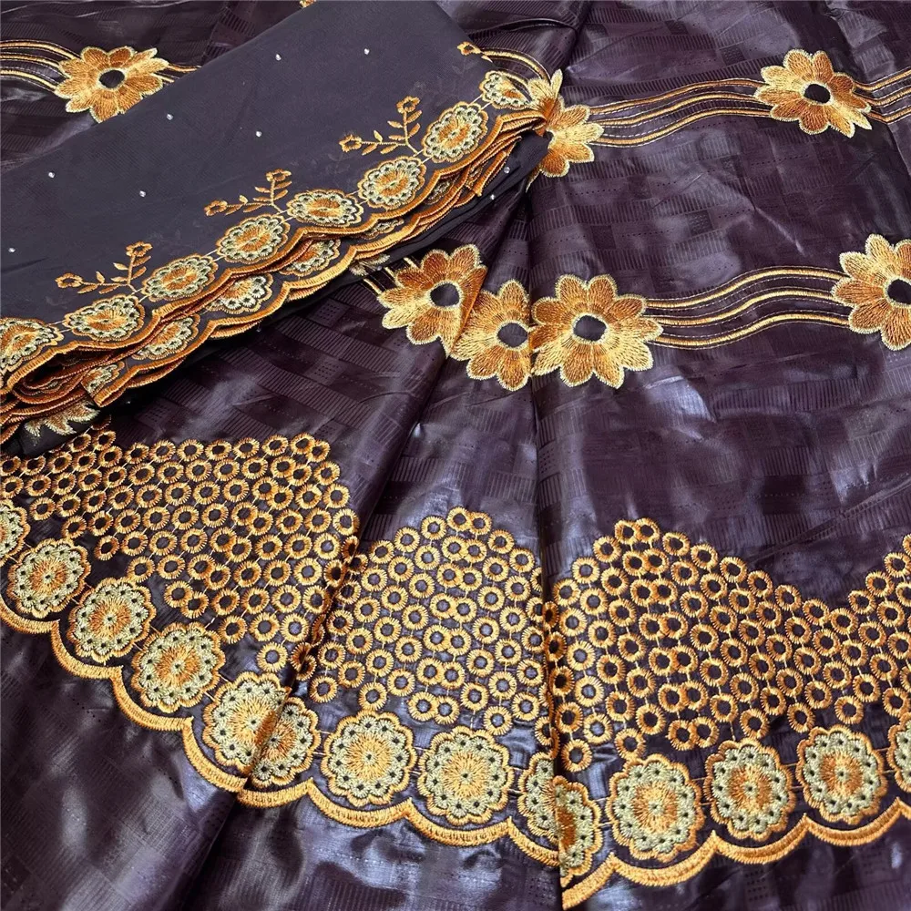 

Bazin VIP Rich Embroidery Guinea Brocade Lace Fabric With Scarfs High Quality African Material 7Yards Sew For Kaftan Dress 16A88