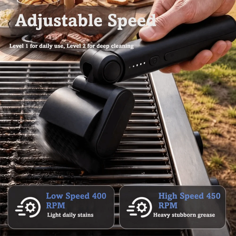 

Efficient Electric Grill Brush Stainless Steel Wireless Roller Grill Cleaner Brush Electric Powered Replaceable Heads