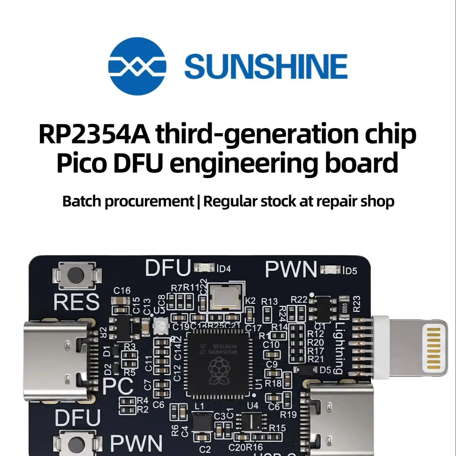 SUNSHINE RP2354A Third‑Gen Chip Pico DFU Engineering Board One‑Click DFU PWND USB‑Liter8 Purple Mode Tool for iPhone XR‑11PM