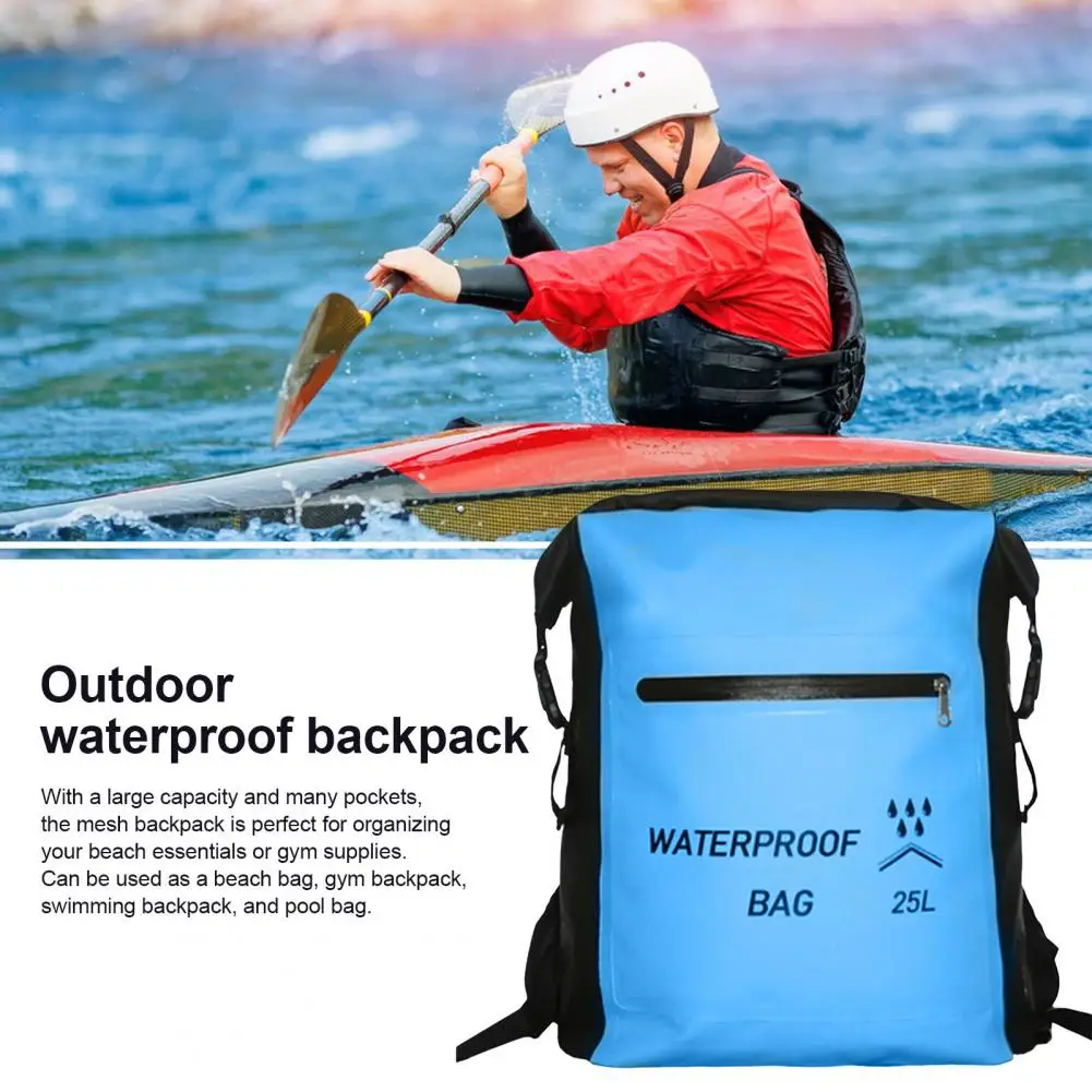 Beach Towel Holder Backpack Waterproof Adventure Backpack for Mountaineering Snorkeling Mesh Beach Bag for Swimming Travel Gym