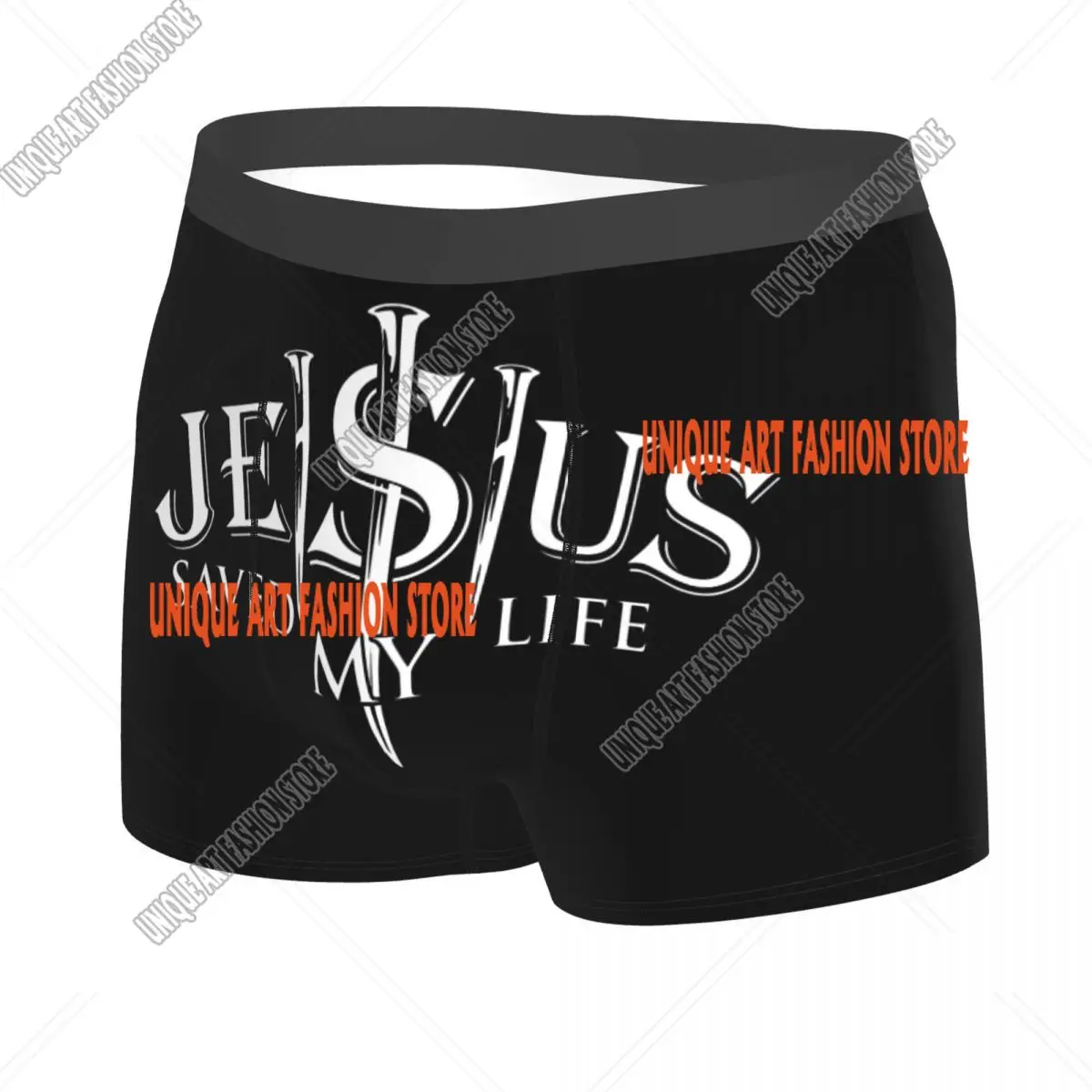 Jesus Saved My Life Underwear Men Sexy Print Christ Religion Christian Faith Boxer Shorts Panties Briefs Soft Underpants