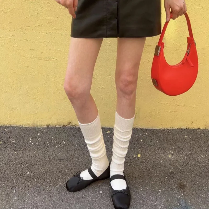 Dongdaemun الكورية بوس LadyMIUSimple نمط مضلع التخسيس تنوعا بلون الصوف فوق الركبة عالية الجوارب