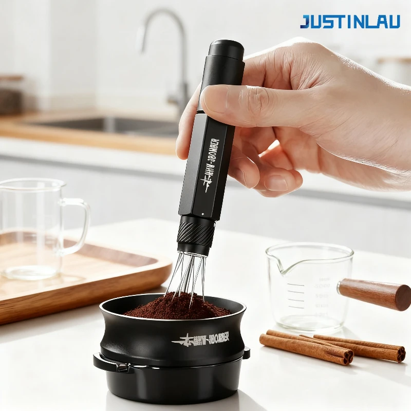 

JUSTINLAU Coffee Needle Stirrer Coffee Distributor WDT Tool with 8 Needles for Espresso Stirrer Adjustable Telescopic Design