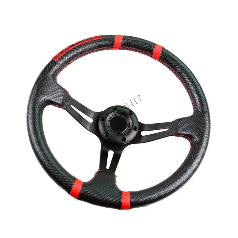 517B 350 مللي متر توجيه السيارات خطة طبق عميقة نمط ألياف الكربون 4 شرائط مطرزة تعزيز تنفيذ القيادة