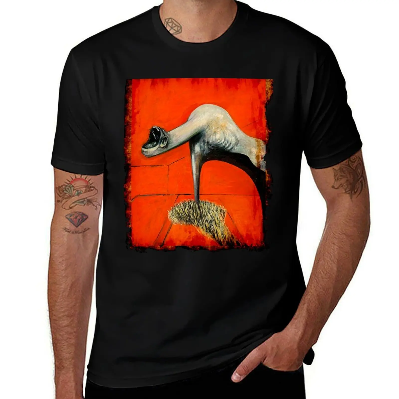 Figure at base of crucifixion Francis Bacon painting art lover artist gift t shirt or mask T-Shirt Mechanic Work Tee Shirt