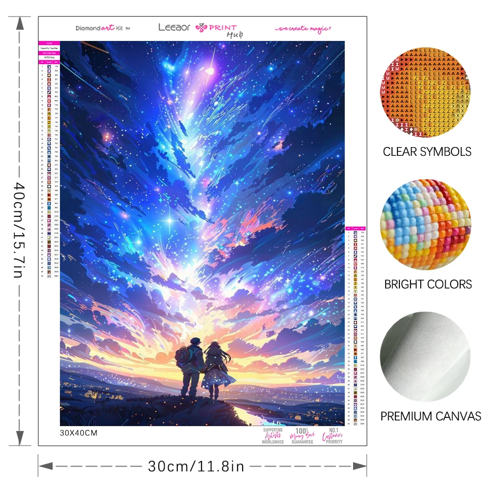 Cartoon Diamond Painting Couple Under The Fantasy Sky Full Diamond Mosaic Art Handmade Cross Stitch Kit Home Wall Decor Diy Gift