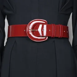 Women's Fashion Patend PU Leather Corset Female Cummerbund Coat Waistband Dress Decration Wide Belt  J161