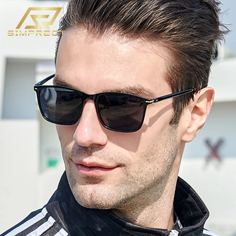 

SIMPRECT Polarized Sunglasses For Men 2023 UV400 High Quality Luxury Brand Fashion Vintage Retro Square Rectangle Sun Glasses