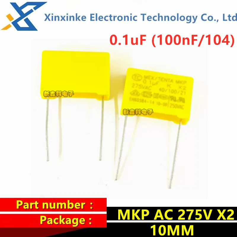 20PCS MKP AC 275V X2 0.1UF 100NF 104 Polypropylene Film Safety Capacitors