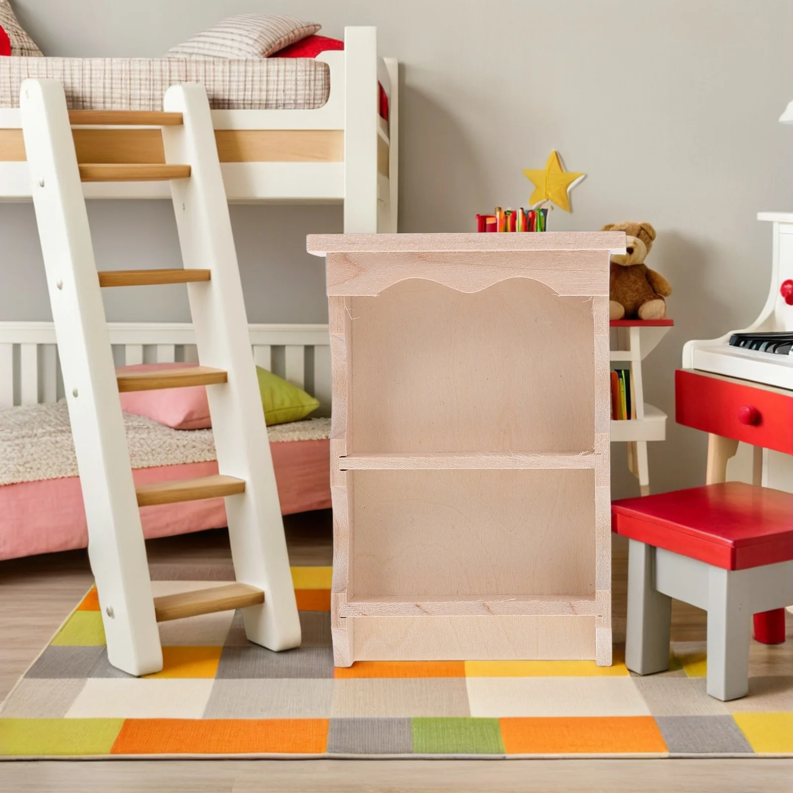 

2Pcs Vintage Rustic Solid Wood Miniature Wall Cabinet Hanging Storage for Dollhouse Kitchen Living Room Furniture