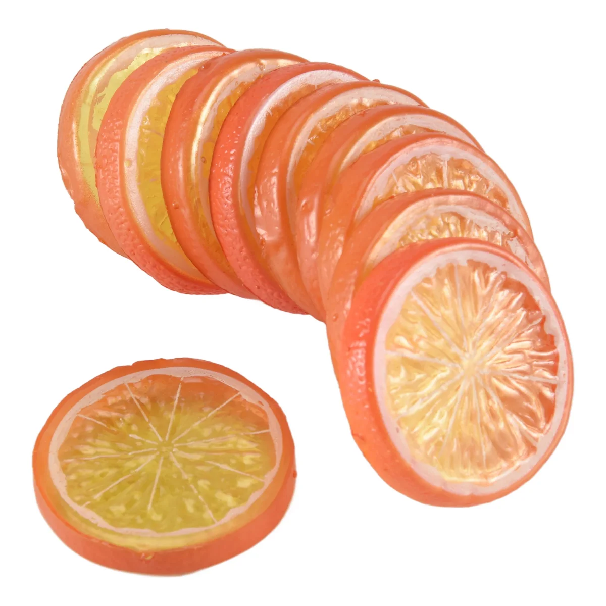 10 шт. поддельные ломтики лимона, искусственные фрукты, высокая имитация, реалистичная модель для украшения дома, вечеринки, оранжевый