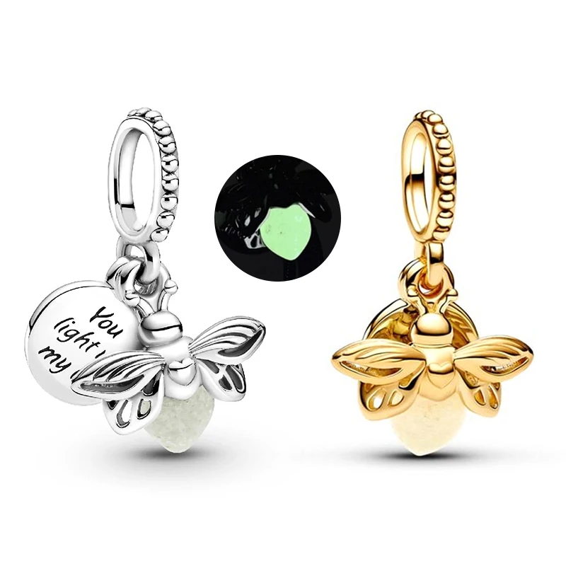 925 فضة يتوهج في الظلام اليراع استرخى سحر يناسب 3 مللي متر سوار قلادة للنساء قلادة حبة الفاخرة DIY بها بنفسك مجوهرات