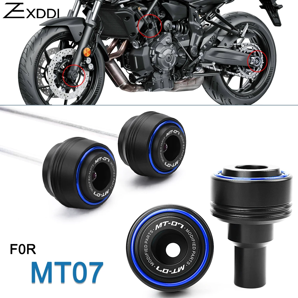

For YAMAHA MT07 MT 07 MT-07 FZ07 2014-2025 Motorcycle Front Rear Wheel Axle Fork Crash Protection Pad Frame Sliders Protector