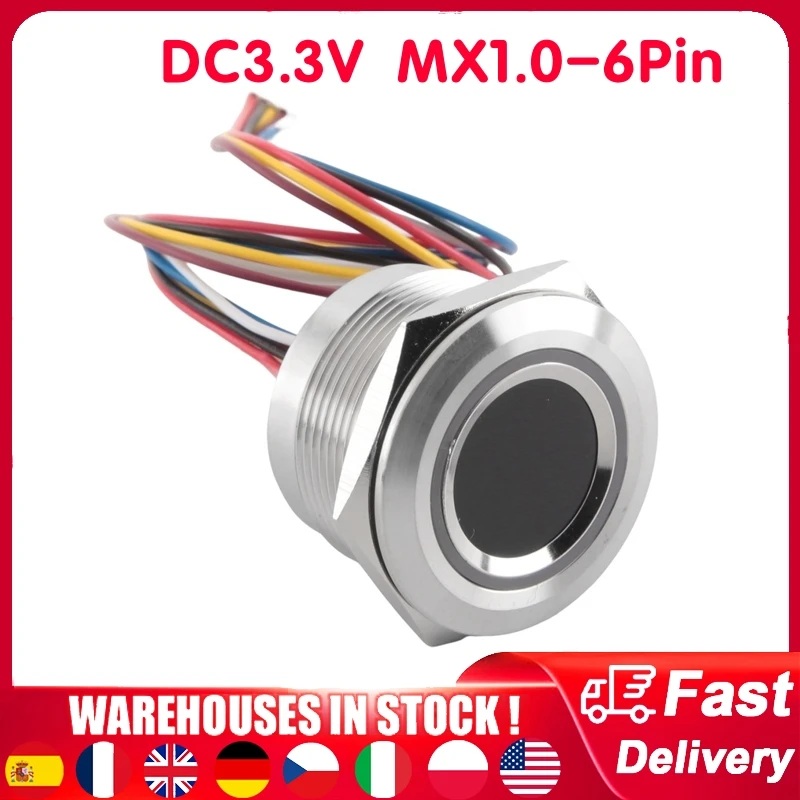 

DC3.3V MX1.0-6Pin Capacitive Fingerprint Module R503 Circular Round RGB Ring Indicator LED Control Sensor Scanner 15/19mm