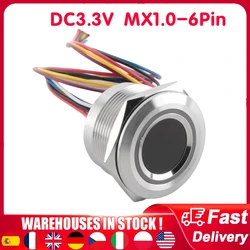 DC3.3V MX1.0-6-контактный емкостный модуль отпечатков пальцев R503 круглый кольцевой индикатор RGB фотоэлементов сенсорный сканер 15/19 мм