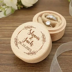 Free Personalized Engagement Ring Box Wooden Ring Box for Wedding Custom Proposal Engraved Ring Bearer Anniversary Gifts for Her