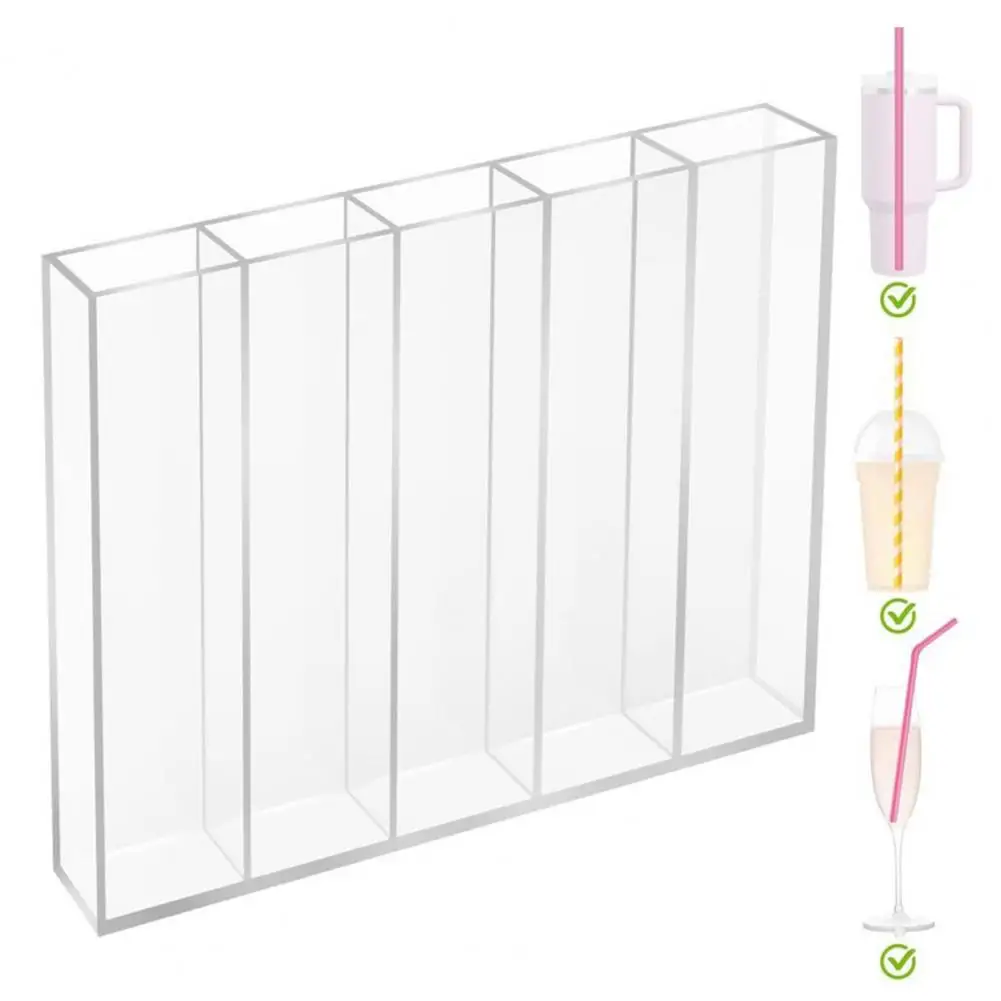 Cabinet Door Straw Organizer 2-pack Acrylic Straw Holder Set Transparent Self-adhesive Organizer Easy-to-clean Reusable Kitchen
