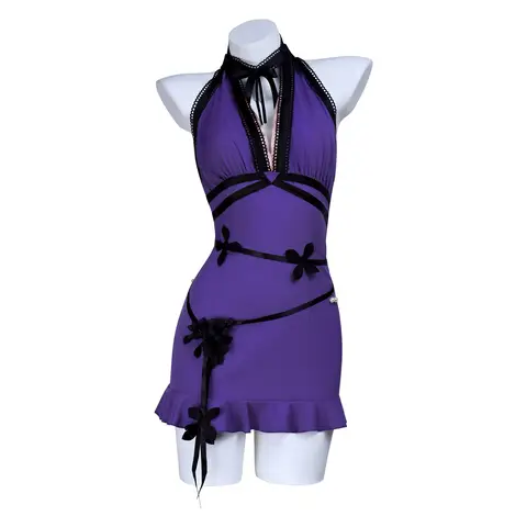 Final Fantasy VII Tifa Lockhart Purple Dress Cosplay Costume Women Role Play Outfit For Comic Con Halloween Party Performance