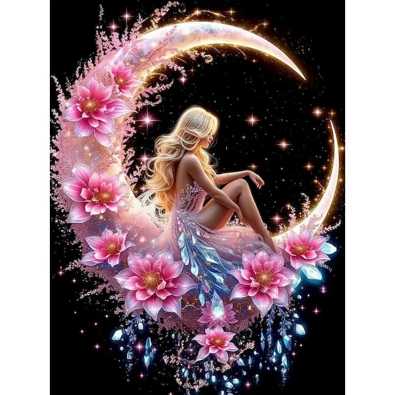 

GATYZTORY Moon girl Paint By Numbers Unframe Paintings On Number Figure Acrylic Paint Home Wall Art Decor Painting With Numbers