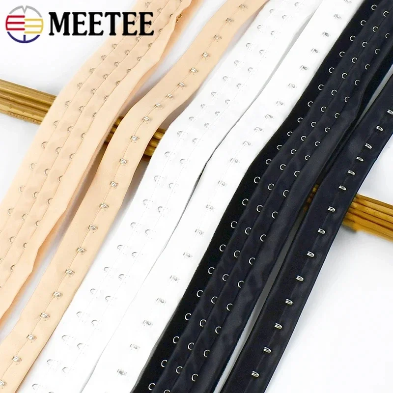 1Yard 3 Rows Bra Extender Underwear Adjust Hook Back Buckle Corset Extension Strap Ribbon Tape DIY Band Sewing Accessories