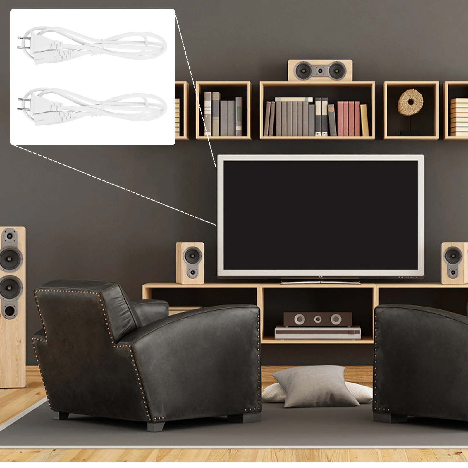 

2pcs Power Cable Extension Wire 3-Pin Connector Led Tube Light Fixture Cord Us Plug Built-In Switch Long Cable For Fluorescent