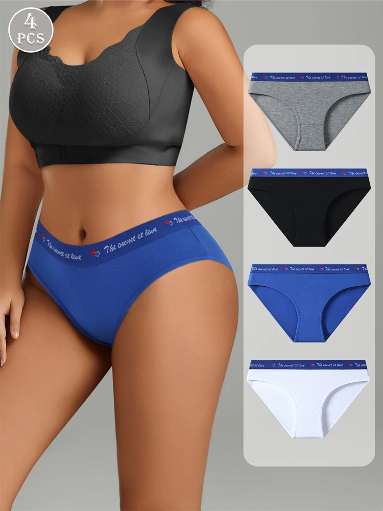 Celana Dalam Wanita 4 Buah Celana Dalam Nyaman Wanita Seksi Celana Dalam Lembut Pakaian Dalam Wanita Katun Celana Dalam Wanita Bertingkat Rendah XS-XL