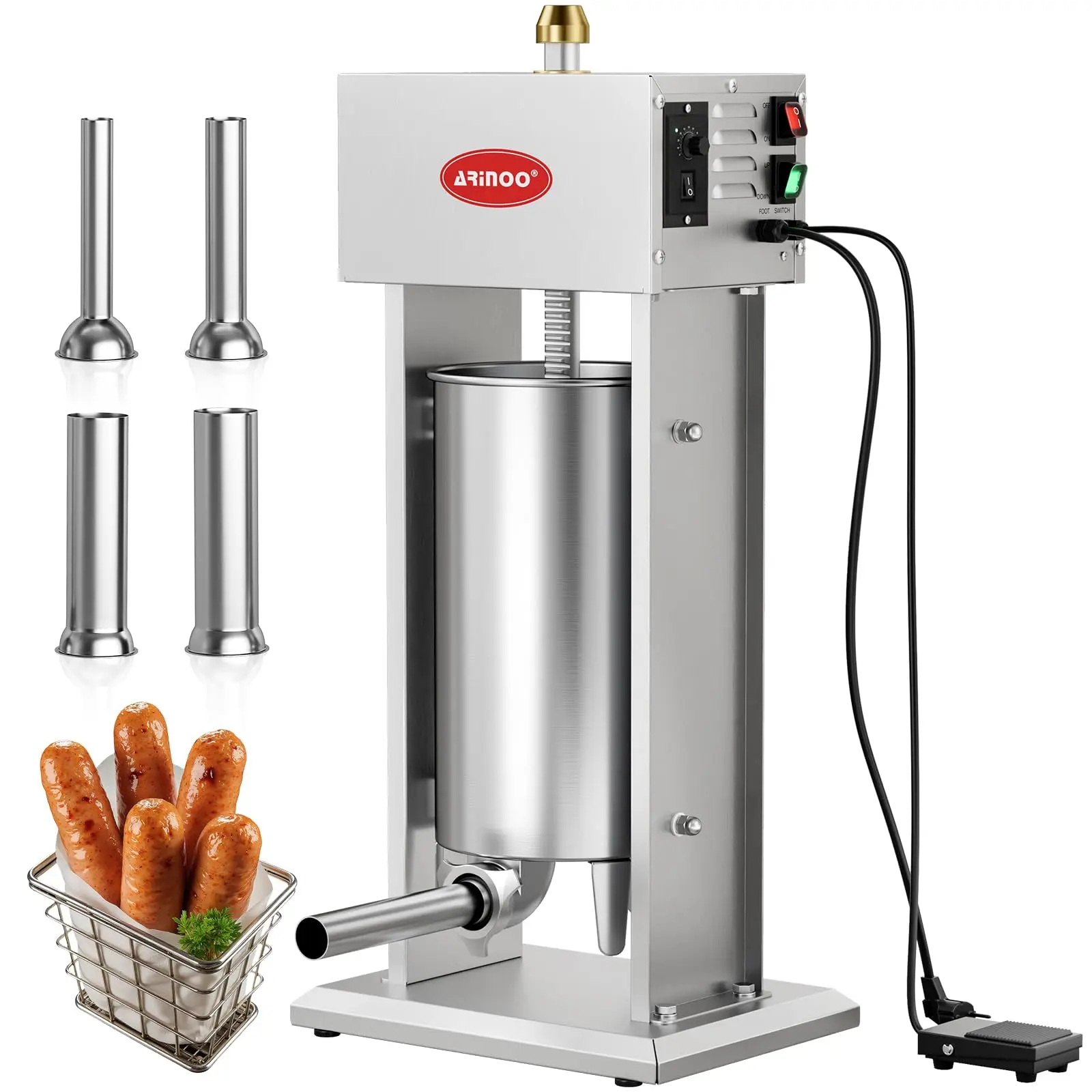 Electric Sausage Stuffer,33LB/15L Stainless Steel Heavy Duty Sausage Stuffer Machine,Adjustable Speed Vertical Meat
