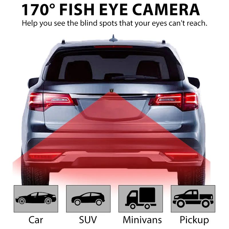 كاميرا الرؤية الخلفية للسيارة 1080P جديدة، 170 ° زاوية واسعة قابلة للتعديل ومضادة للتدخل للرؤية الليلية مقاومة للماء لوقوف السيارات كاميرا احتياطية #5