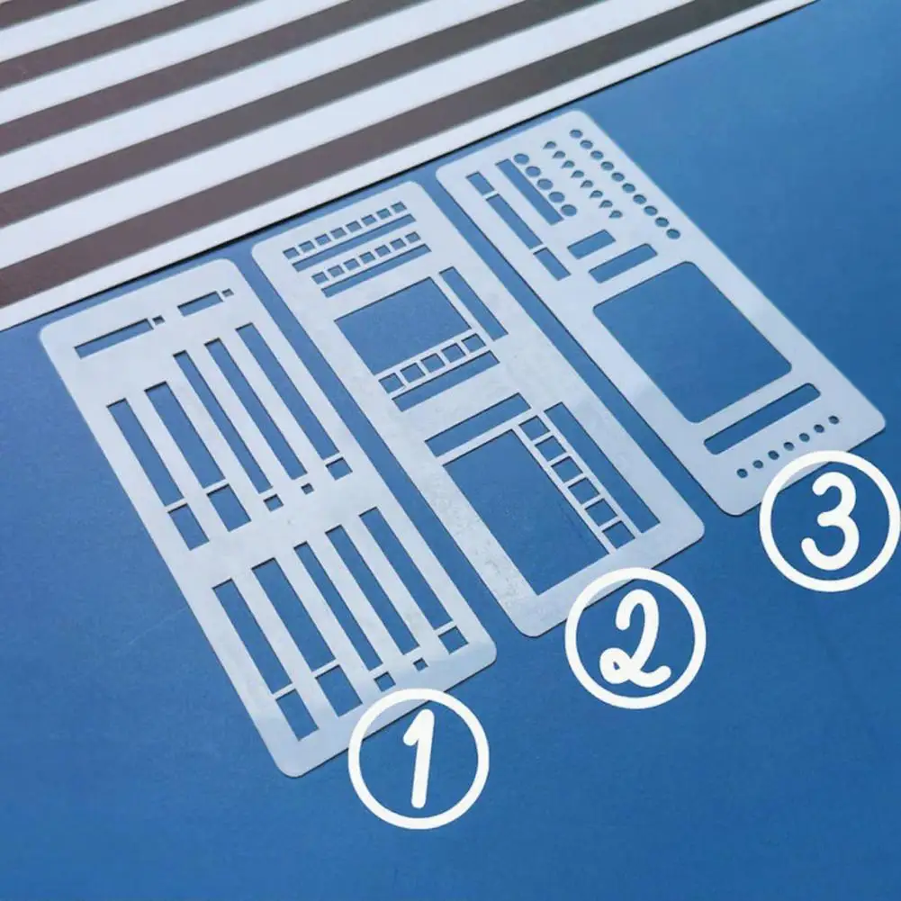 Templat Gambar Fleksibel Set Templat Fleksibel Buatan Tangan untuk Diy Scrapbooking Jurnal dengan Daftar Periksa Gambar Perencana Kotak Titik