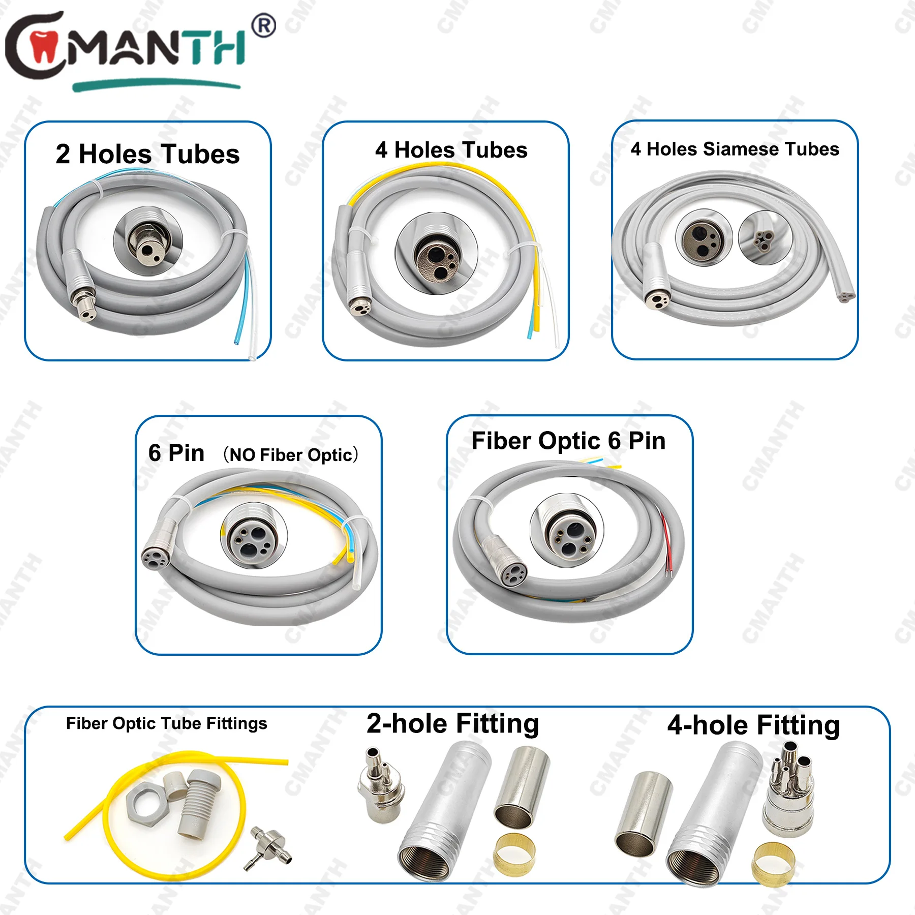Dental Silicone Hose 2/4/6 Hole With Fitting For Air Turbine Motor Low/High Speed Handpiece Connector Dental Chair Accessories