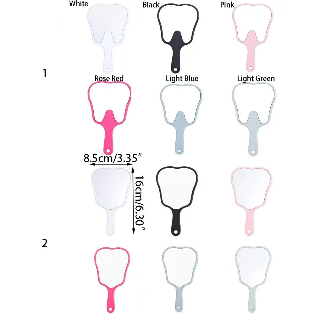 Simple Plastic Tooth-shaped Mirror Mini Lightweight Handheld Sector Mirror High-definition Portable Makeup Mirror Women