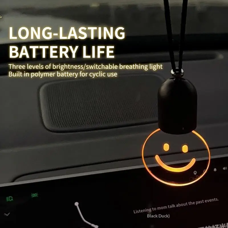Rechargeable Smiley Face LED Car Pendant Acrylic Luminous Rearview Mirror Hanging Ornament Auto Interior Atmosphere Decor Light view 4