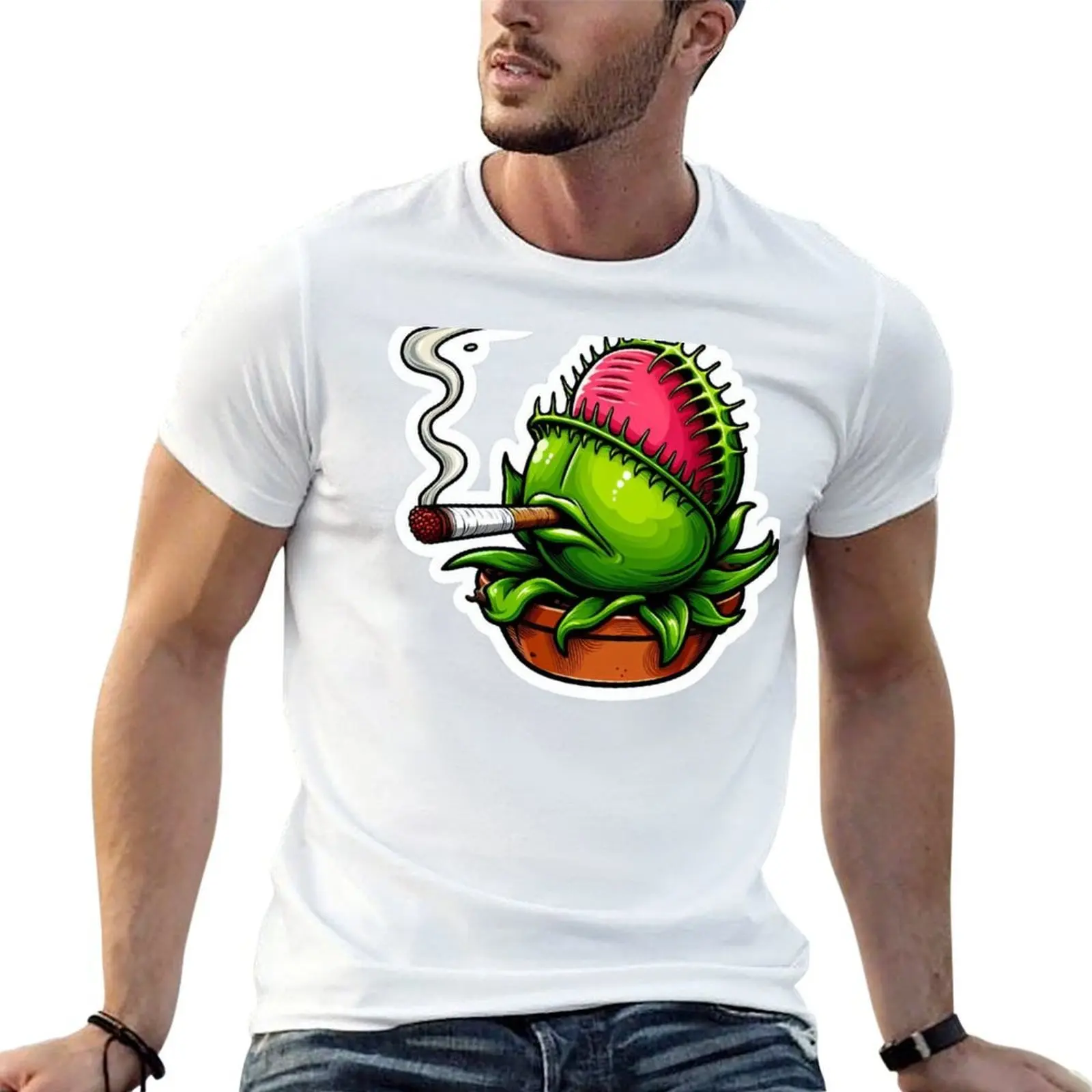 

Футболка Carnivorous Craving: Flytrap with a Fag, мужские футболки с рисунком, мужские футболки, хлопковая футболка, футболка